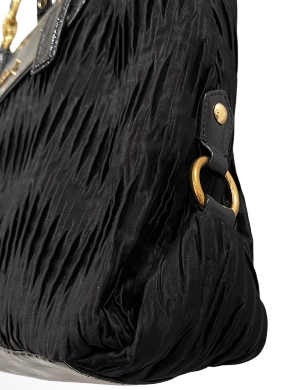 Coach Ashley Gathered Satin Satchel — Black - Picture 9 of 9